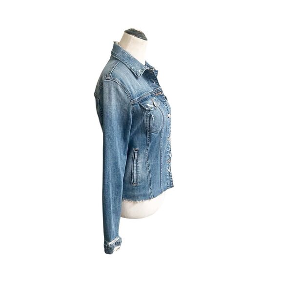 Joe’s Jeans Distressed Jean Jacket Long Sleeve Size XS Grunge Boho Raw Hem - Picture 2 of 14